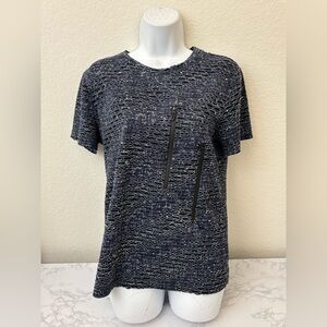 CAVIAR Dremes Blouse Womens M Aztec Zipper Accents Blue Lined Pullover Top